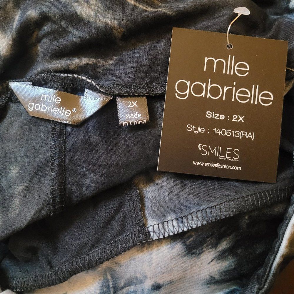 Mlle Gabrielle Womens Blue Tye Dye Tie Ankles Stretch Leggings Sz 2X NWT - Picture 7 of 8